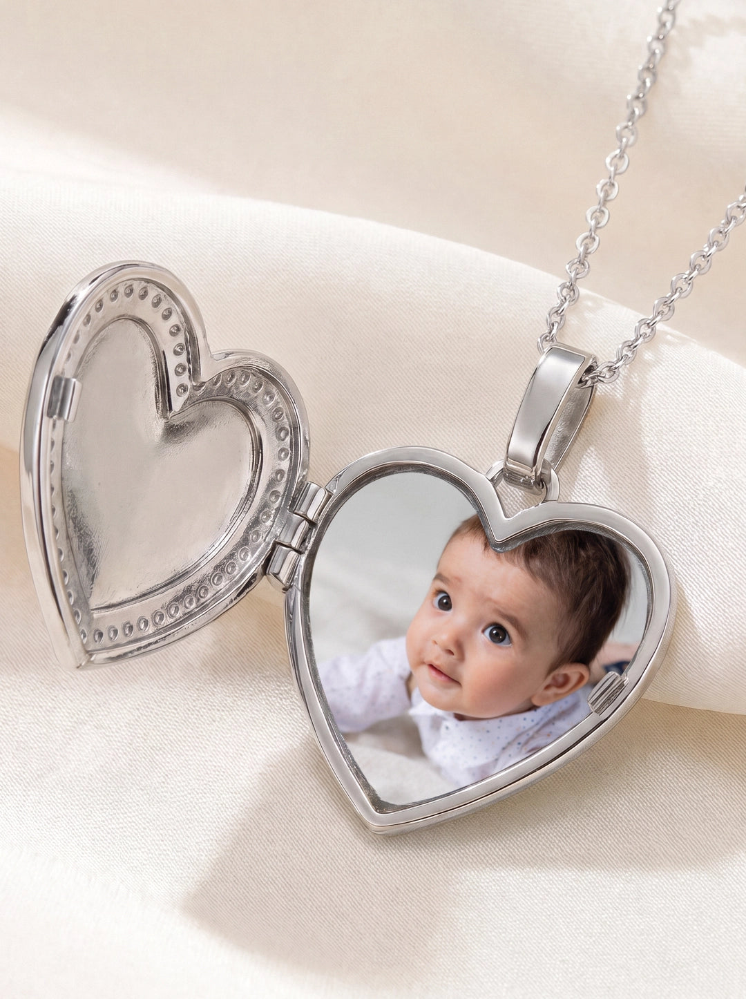 Collier médaillon photo personnalisé en acier inoxydable